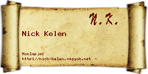Nick Kelen névjegykártya